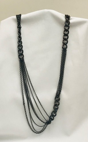 VETEMENTS Collana Moda Multi Catena Amore Cultura Nera 37” Dichiarazione Grossa Nuova Con Etichetta