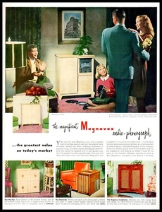 Magnavox 1947 radio fonógrafo adolescentes foto vintage anuncio impreso (ADL2) - Imagen 1 de 1