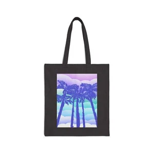 Neon Palm Trees Cotton Canvas Tote Bag - Picture 1 of 10