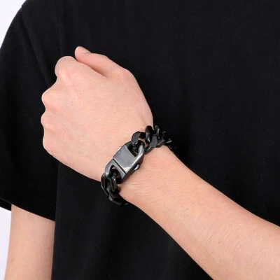 20mm 8.5inch 150g Stainless Steel Cuban Chain Link Bracelet Curb Chains Big - Image 1 of 4