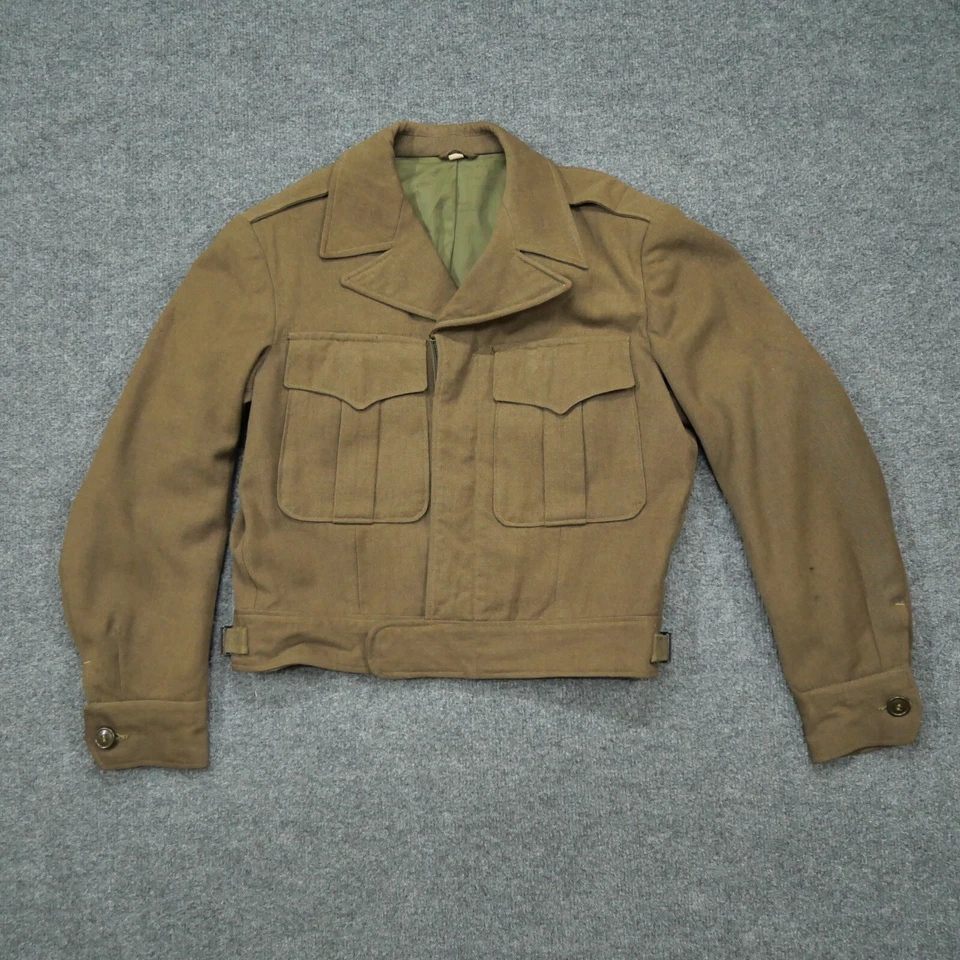 Chaqueta De Colección Franklin Clothes Inc Para Hombres 36s Verde Marrón Lana Ejército Crop Años 40 Foto 1 de 4