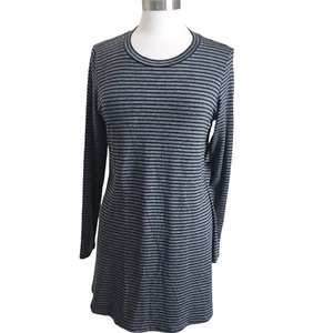 Vestido EILEEN FISHER Pequeño Informal Rayas Mangas Largas Acogedor Negro Gris - Imagen 1 de 13