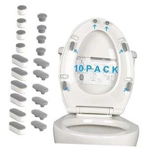 10 Pieces Toilet Seat Bumpers, Universal Buffer Toilet Lid Rubber Bumpers Gray - Picture 1 of 7