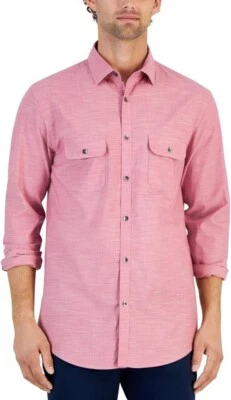 Alfani Men's Regular-Fit Solid Shirt Smudge Cranberry - XXL - Image 1 of 4