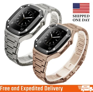 Stainless Steel Band Protective Case For Apple Watch 6 SE 5 4 /44mm 9 8 7 45mm - Zdjęcie 1 z 19
