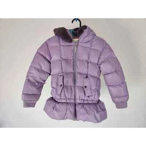 (V) Hanna Anderson youth puffy jacket winter hoodie snow purple sz 130 - Picture 1 of 10