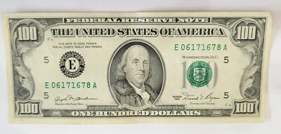 1981 One Hundred Dollar Bill $100, Federal Reserve Note, Serial # E06171678A - Image 1 of 2