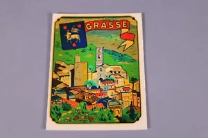 UK Ancien chromotransfert décalcomanie GRASSE vintage 50/60's Parfum fleur - Picture 1 of 3