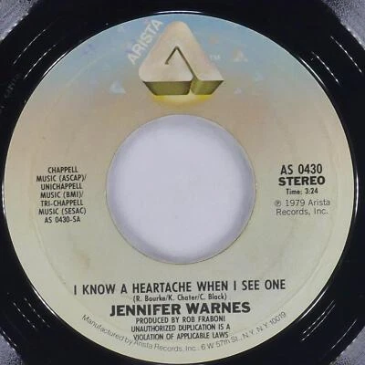 JENNIFER WARNES I Know A Heartache When I See One ARISTA AS 0430 VG+ 45rpm 7" - Image 1 of 4