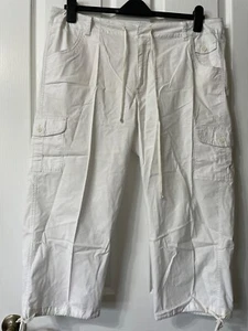 KARIBIK JOE Feature verpackt weiße Baumwolle breite Beine Capri/Höschen 16W - Bild 1 von 10