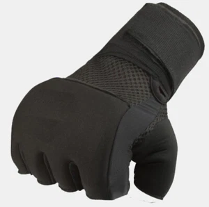 Guantes de envoltura rápida de mano interior vendajes de boxeo puño MMA gimnasio NEGRO - Imagen 1 de 3