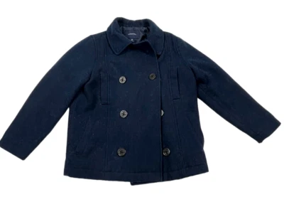 Abrigo Lands’ End Little Boys Azul Marino Doble Pecho Lana Guisante M (5-6) Foto 1 de 4