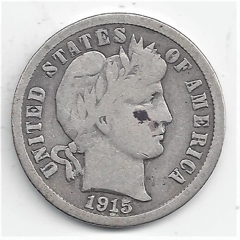 1915-S Better Date Liberty Head Barber Dime VG+ Lot 440 Cover