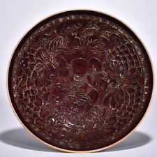 13.3" china antique song dynasty ding kiln porcelain purple dragon pattern bowl