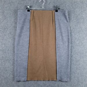 Country Road Skirt Womens XL (34.5W) Wool Grey Brown Elastic Waist Straight Knee