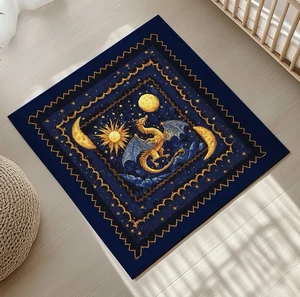Whimsigoth Dekor Himmlischer Rund TEPPICH Mond Sonnen Sterne 90er Hexe Whimsical Dragon - Bild 1 von 4