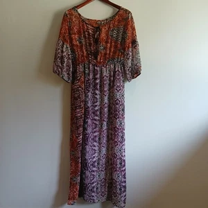 Earthbound Trading Co Maxi Dress Size Medium Boho Festival Sheer Beach Cover-up - Picture 1 of 13