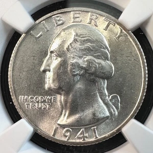 1941-S Washington Silver Quarter 25C NGC MS 66 Coin Silver - Picture 1 of 11