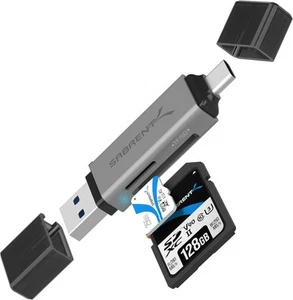 SABRENT SD Card Reader, High-Speed USB C to Micro 2-Slot A & C, Black - Picture 1 of 9