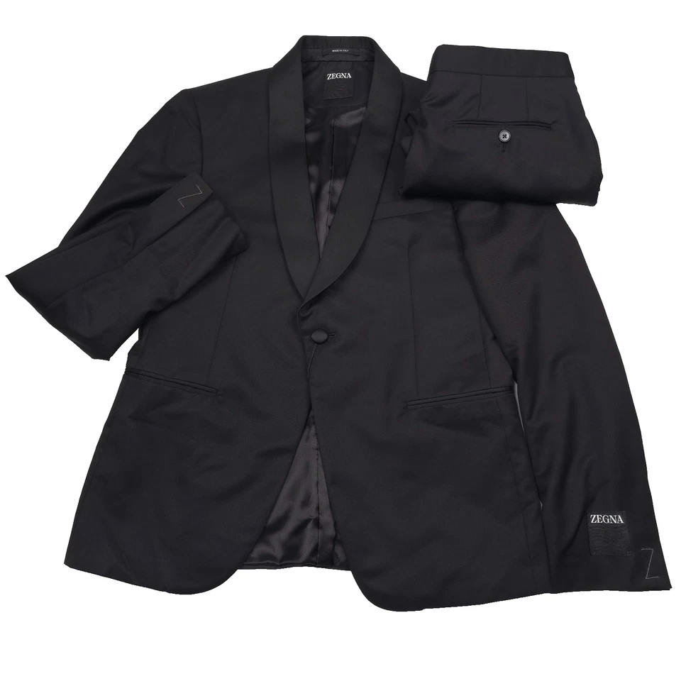 $2440 Traje Esmoquin Zegna Negro Lana y Mohair Chal Para Hombre Talla US 40S (Italia 50C) Foto 1 de 4