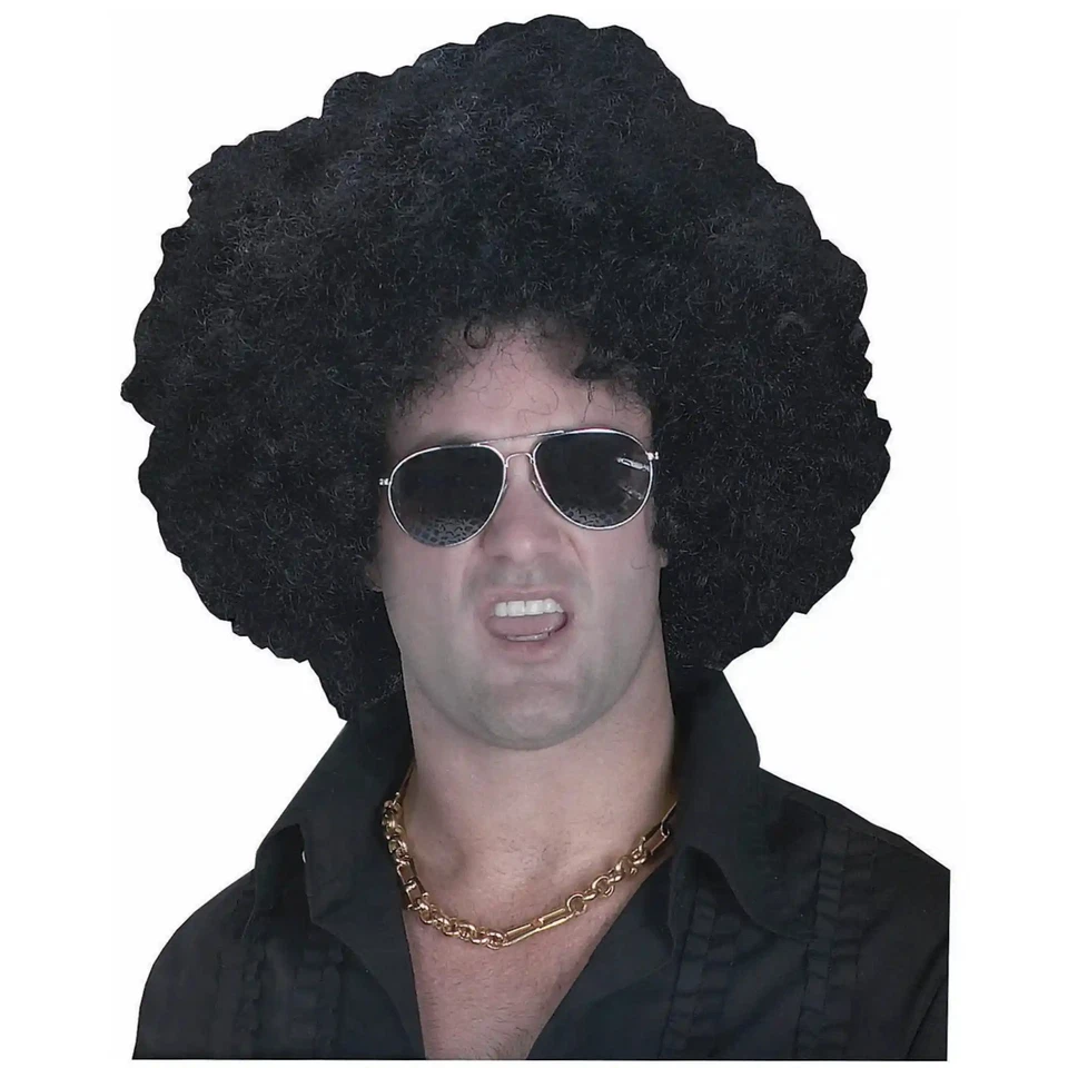 High Afro Groovy 60 年代 70 年代 80 年代迪斯科嬉皮黑色成人男女男装假发 — 第 1/1 张图片