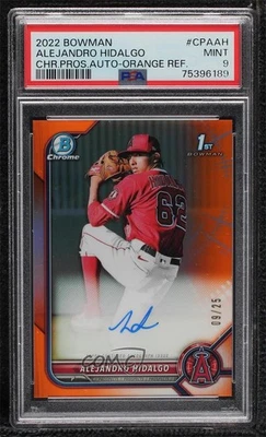 2022 Bowman Chrome Prospect Orange Refractor /25 Alejandro Hidalgo PSA 9 Auto - Image 1 of 2