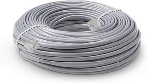 50 FT Feet Modular Phone Line Cord - High Quality 2 Conductor - Grey/Silver - Picture 1 of 8
