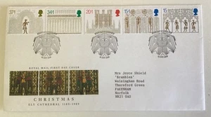 GB QEII 1989 Christmas Royal Mail FDC Ely SHS Typed Address With Insert - Picture 1 of 4