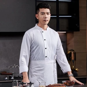 Chef Coat Chef Clothes Cotton Blend Breathable for Men Workwear Long Sleeve for - Picture 1 of 15