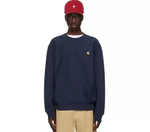 Carhartt WIP American Script Crewneck Sweatshirt Navy LARGE - Picture 1 of 5