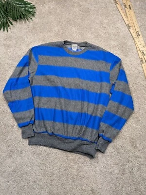 Trader Bay Sweater Mens L Large Blue Striped Crew USA MADE Vintage 90s y2k NOS - Image 1 of 4