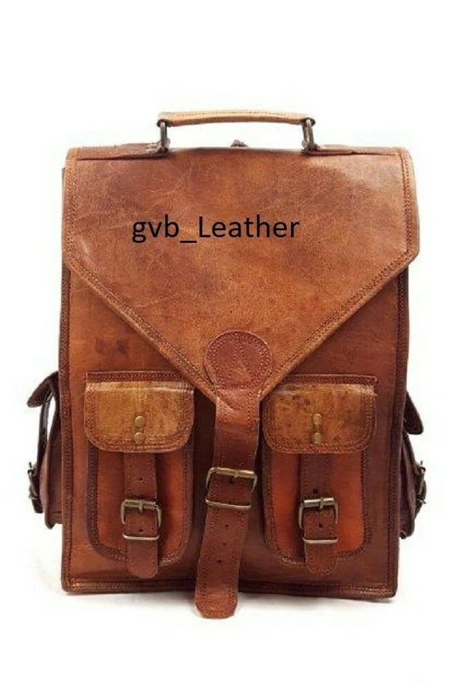 Mochila para computadora portátil adicta a los viajes de cuero de 18" para hombre Mochila Bolso bandolera Foto 1 de 4