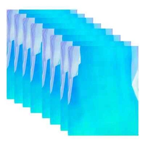 10pc Glow in The Dark Adhesive Vinyl Holographic Iridescent Opal Blue Glow Green - Picture 1 of 8