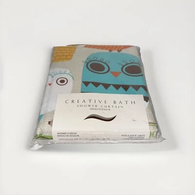Cortina de ducha caprichosa Creative Bath “Give A Hoot” 72”X72” 100% algodón nueva Foto 1 de 3