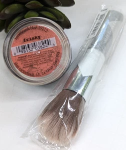 NEW SEALED RAREđź’‹bareMinerals Blush FRISKY Powder 0.85 g & Soft Focus Face Brush - Picture 1 of 6