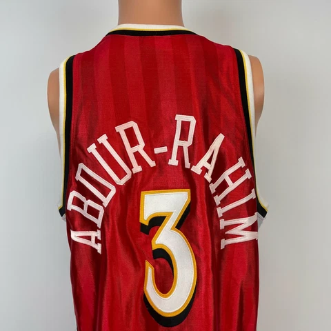 Champion Authentic Shareef Abdur Rahim Atlanta Hawks Jersey Vtg 90s NBA Sewn 44 Cover