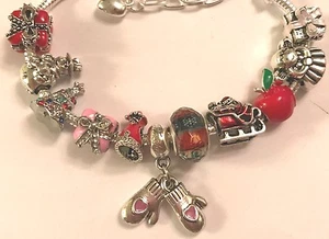 ❤️European CHARM BEADS CHRISTMAS BRACELET 🎄 Silver Plated Beads & Chain #3❤️ - Picture 1 of 1