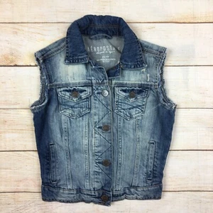 Aeropostale Distressed Denim Vest Jacket Light Wash Jean Womens XS - Picture 1 of 6