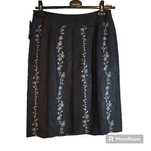 Style & Co Rock Damen 6 Leinen schwarz weiß Blumenstickerei Reißverschluss romantisch neu mit Etikett - Bild 1 von 6