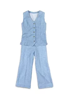 TUTA VINTAGE FONDO A CAMPANA TEMPO LIBERO ANNI 60 70 BLU PLAID 28w - Foto 1 di 19