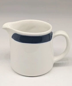 ARABIA Finland Mini creamer pitcher cobalt blue stripe on white - Picture 1 of 5