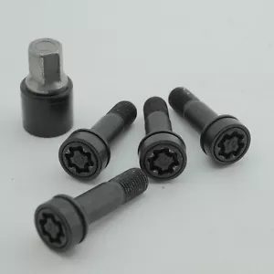 GENUINE MERCEDES BENZ BLACK ALLOY WHEEL BOLT LOCK SET RADIUS SEAT 45mm m14 1.5 - Picture 1 of 7