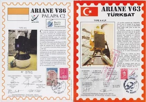 SELTEN 1994 1996 PHILATELISTISCH DOC. ARIANE SPACE V63-V86 SATELLITE TURKSAT PALAPA - Bild 1 von 1