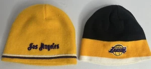 2 Youth Size Beanie hats - Los Angeles Lakers - Gold and Purple - Picture 1 of 4