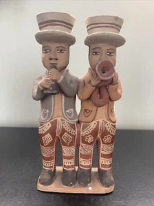 Vintage Peruvian clay Figurine of band musicians 4 X 9” - Picture 1 of 6