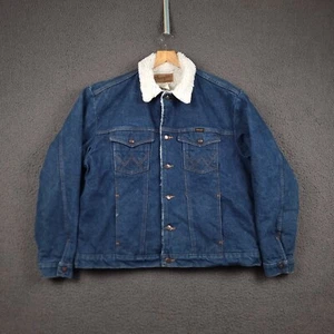Vintage WRANGLER Jacket Mens XL Blue Denim Sherpa Western Trucker 90s - Picture 1 of 12