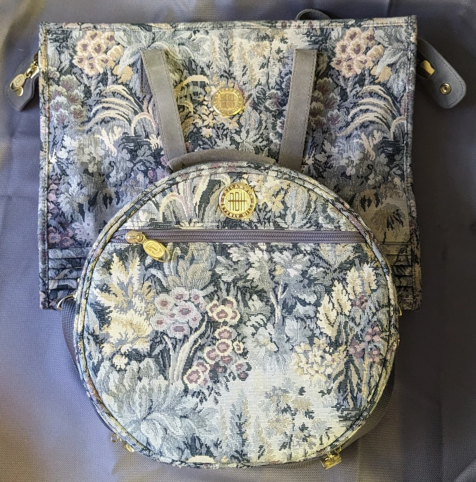 2pc Ricardo Beverly Hill Tapestry Floral Set Purse Cosmetic Case And Travel Bag - Image 1 of 4