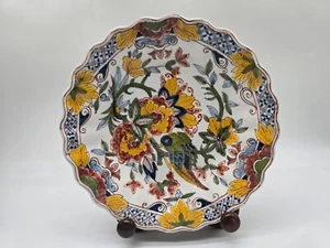 Makkum Pottery wall plate with bird Tichelaar lobed dish,hand-painted decoration - Picture 1 of 6