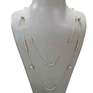 Express Women's Gold Plated Rhinestone Station Double Layer Necklace NWT - Picture 1 of 3