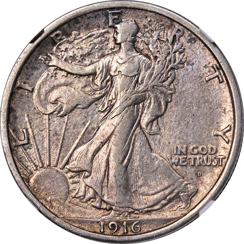 1916-D Walking Liberty Half NGC AU53 Nice Eye Appeal Nice Strike Cover